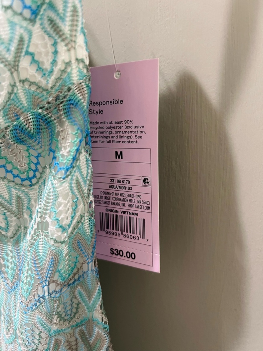 Wild Fable Aqua Blue Crochet Halter Midi Dress M - Picture 3 of 5